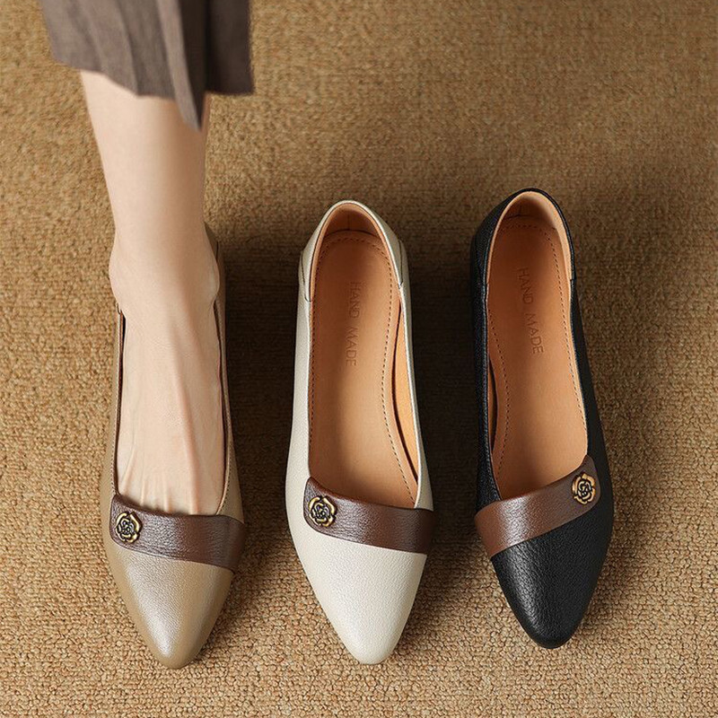 รองเท้าส้นเตี้ยสุภาพสตรีสไตล์ใหม่ปากตื้นส้นหนานุ่มแต่เพียงผู้เดียวสบายแฟชั่นไม่ลื่นรองเท้าแบน