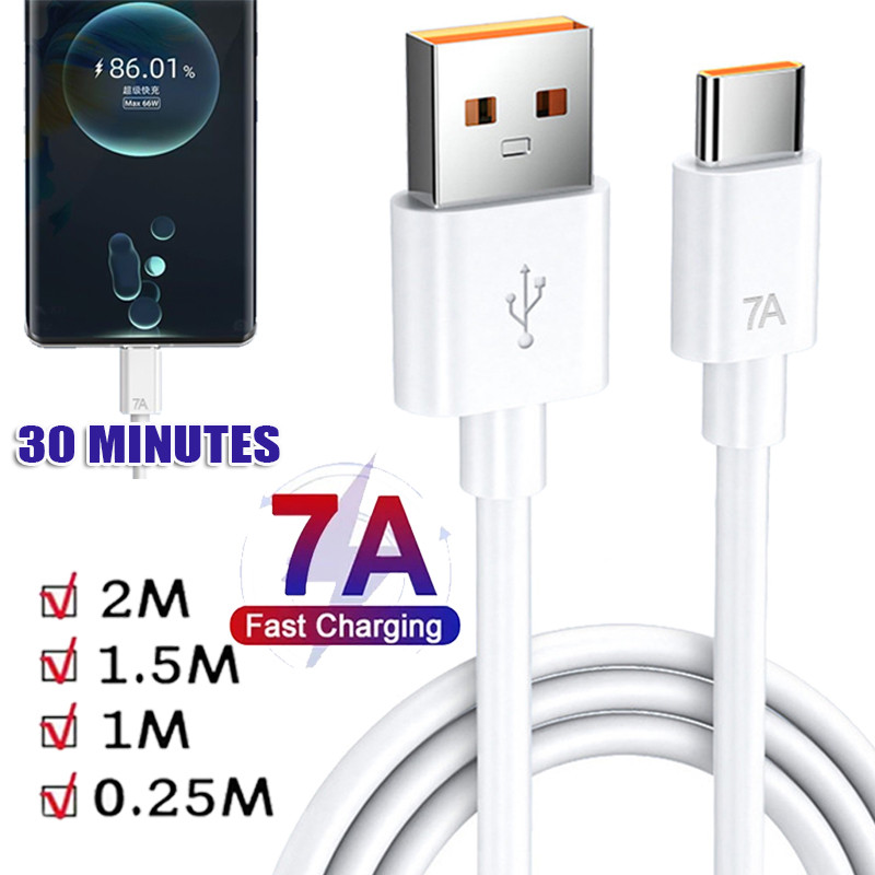 7a 100W USB To Type C สายชาร์จเร็ว - สายเคเบิลข้อมูลรุ่นขยาย - เข้ากันได้กับโหมดสมาร์ทโฟน Android Type C ทุกรุ่น - อุปกรณ์เสริมโทรศัพท์สากล