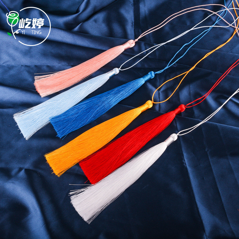 15cm เส้นบางพู่ DIY อุปกรณ์ทำด้วยมือผ้าไหมน้ำแข็งพู่หูฮั่นฟู่เครื่องประดับผมเครื่องประดับพู่เหวินวาน