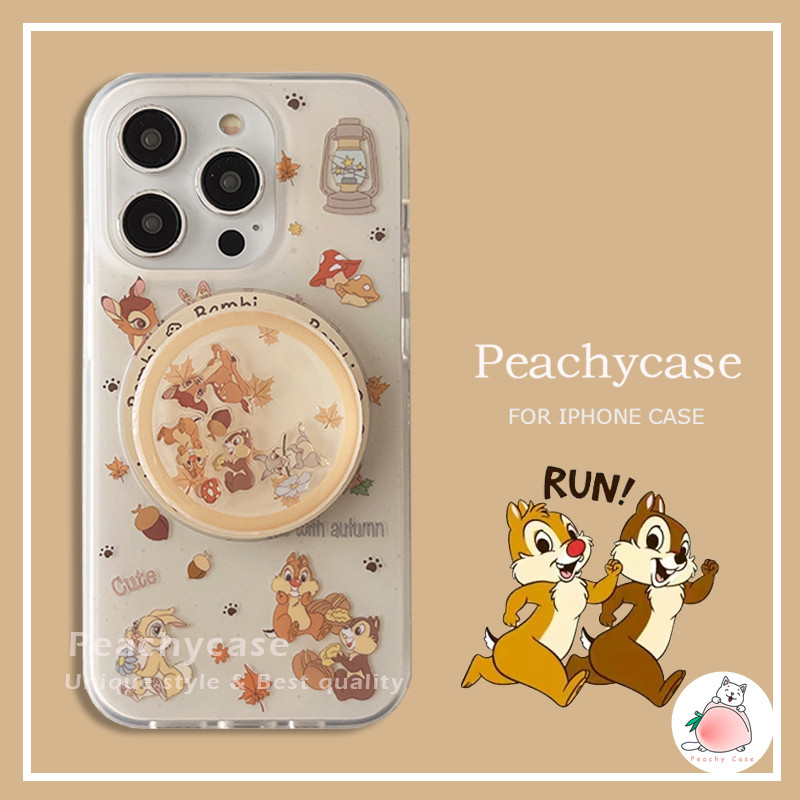 Disney Chip Dale Squirrel Maple Leaf Slippable Magnetic Kickstand ไร้สายชาร์จเคสโทรศัพท์สําหรับ iPhone 16 15 14 13 12 Pro Max IMD กันกระแทกปกหลังปลอก