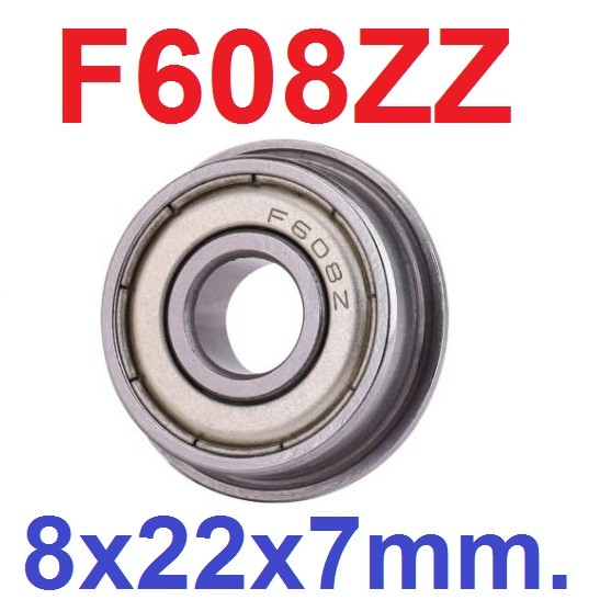 แบริ่งแบบมีปีก F608ZZ flange Ball Bearing 8x22x7mm ใส่แกน 8mm Bearing steel 8*22*7mm High Quality Ch