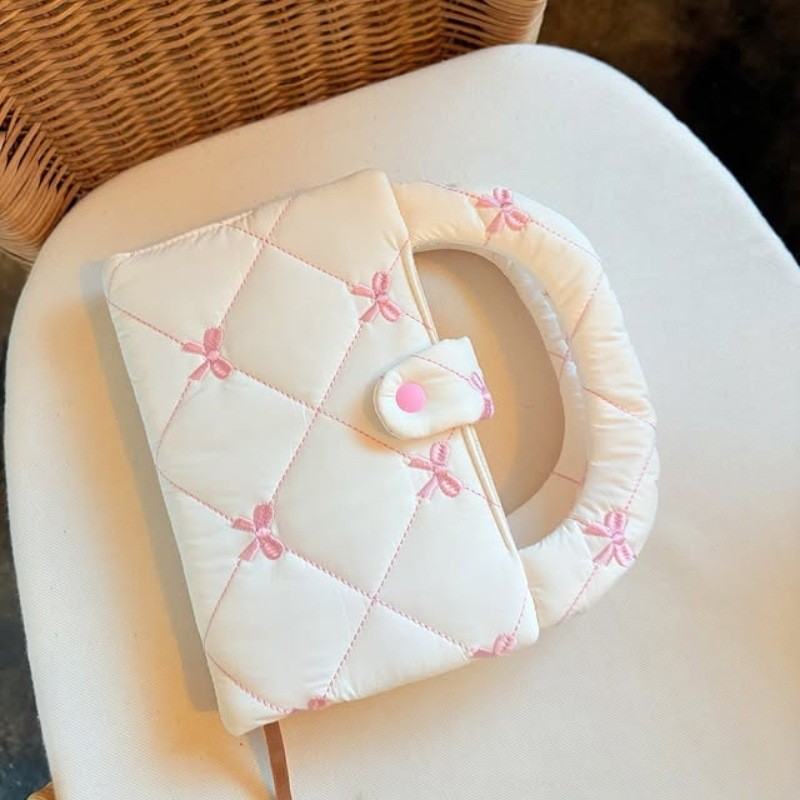 Coquette และ Dark coquette สไตล์หัวใจโบว์ปักปกหนังสืออเนกประสงค์ผู้ถือบัตรหนังสือ ID กระเป๋าเดินทาง 