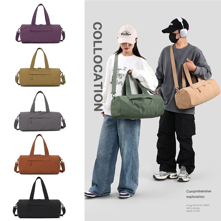 BMG กระเป๋าโยคะ ขนาดใหญ่ กระเป๋าเสื้อพาดไหล่ แยกของแห้งและเปียก พกพาสะดวก สำหรับทุกเพศ