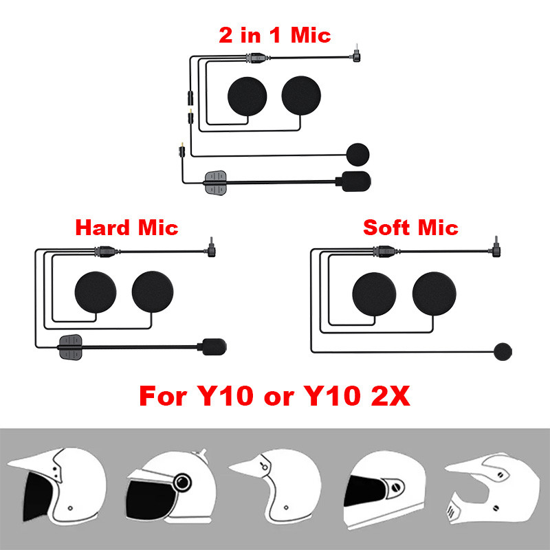 หมวกกันน็อคมอเตอร์ไซค์ชุดหูฟังบลูทูธไมโครโฟนอินเตอร์คอมสําหรับ ย10/ย10 2X อุปกรณ์เสริมสากลเต็มหมวกกันน็อคครึ่งไมโครโฟน
