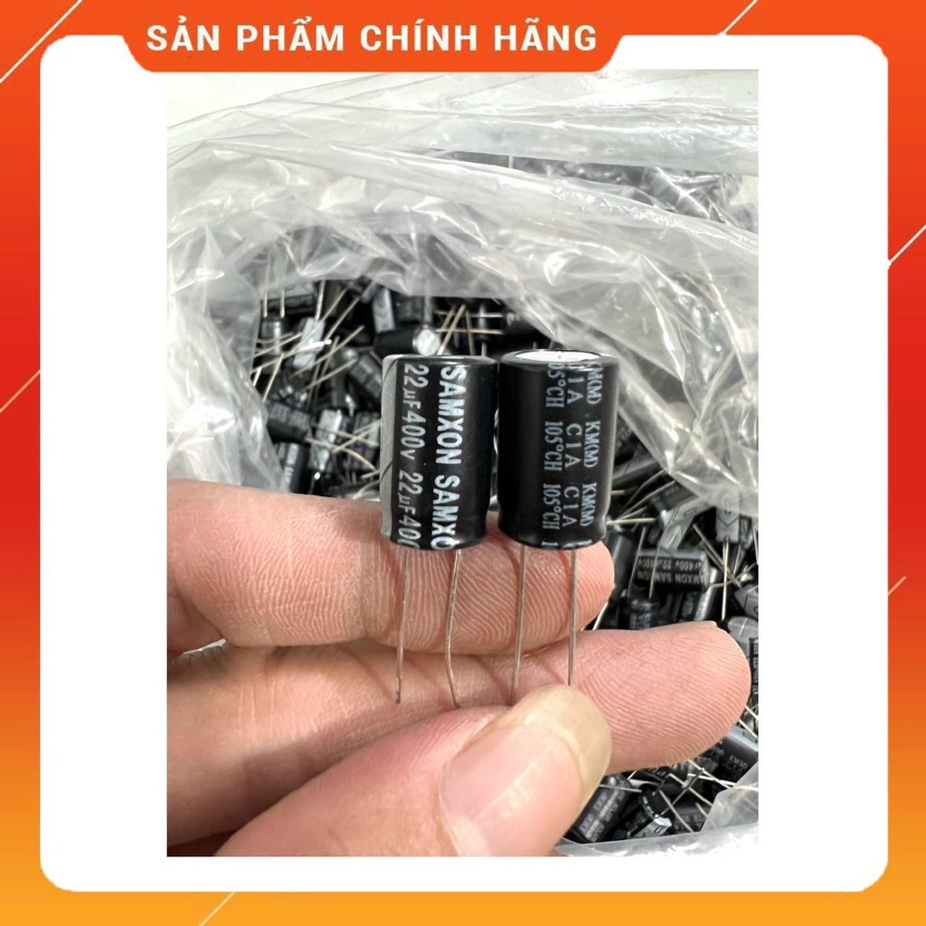 [ 10 ชิ้น ] ตัวเก็บประจุ SAMXON 400V 22UF, 400V22UF, 22UF 400V, 22UF400V (10*16mm )