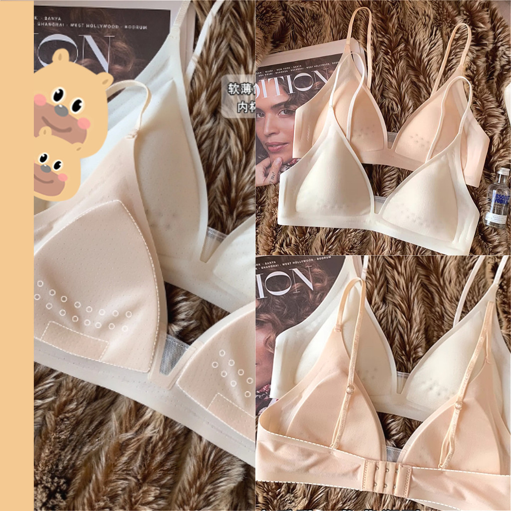 🎀bearbra🎀เสื้อชั้นใน ไร้ขอบ ไร้รอยต่อ บราแฟชั่น คัพบาง โทนนู้ด สายปรับระดับได้ ทรงสวย ชุดชั้นในระบายอากาศได้สบาย ถ้วยสามเหลี่ยม