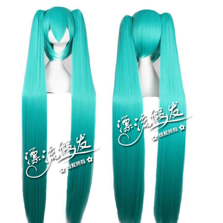 🇹🇭พร้อมส่งในไทย🇹🇭🔥wc17 วิกผมคอสเพลย์ วิกผมมิกุสีเขียวอมฟ้า ผม3ชิ้น(ผมแกละ2วิกหลัก1) ยาว 130-135 ซม C