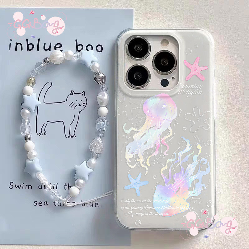 IPhone Box 16 13 XR 11 14 15 12 Pro Max X XS 15 7 8 Plus สร้อยคอปลาดาวสีชมพูแมงกะพรุนใหม่หรูหรา IMD 