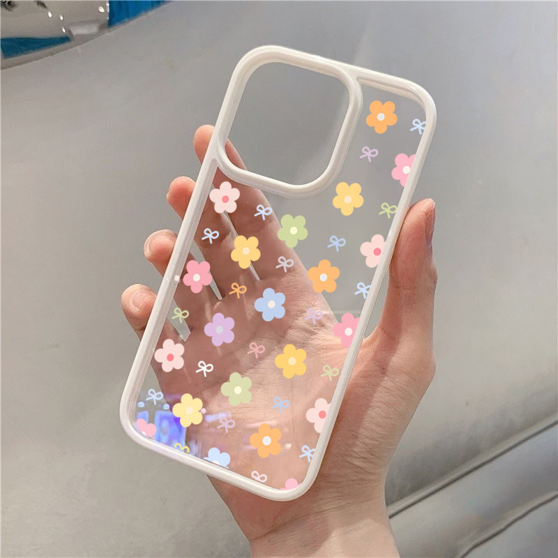 ปลอกสําหรับ Samsung A05S A56 A35 A06 A26 A36 A54 A55 A15 A16 A12 A52 A34 5G A32 ดอกไม้ที่มีสีสันโบว์ซิลิโคนใสกันกระแทก - รูปที่ 2