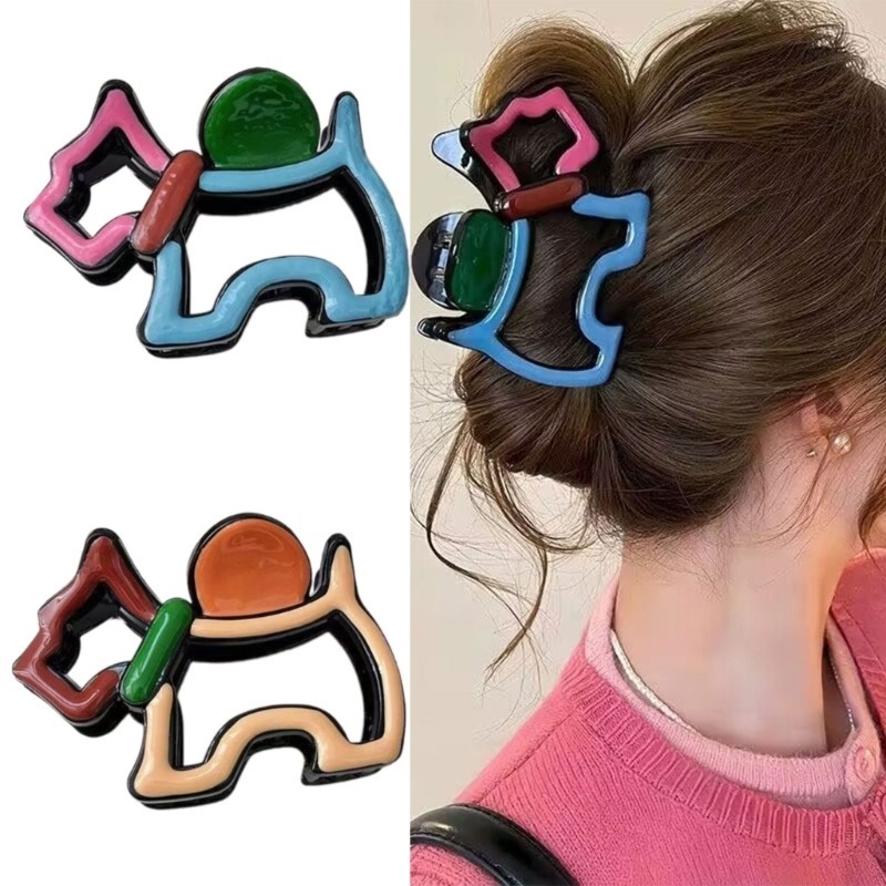 Cozy Stylish Hair Claw Clip Hollowed Dog Shape Hair Clamp 4PCS สําหรับผู้หญิงสวมใส่ทุกวัน