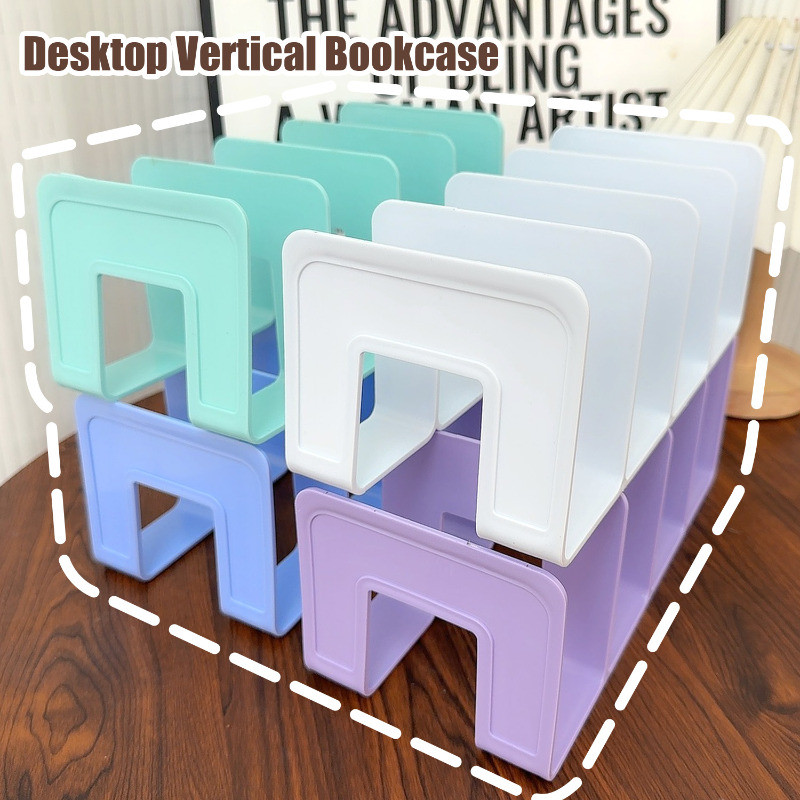 1/2ชิ้นประหยัดพื้นที่ชั้นวางหนังสือแนวตั้ง-พลาสติกทนทานสก์ท็อปออแกไนเซอร์,การออกแบบที่เรียบง่ายสําหรับหนังสือ/เอกสาร,ประกอบง่ายและย้าย