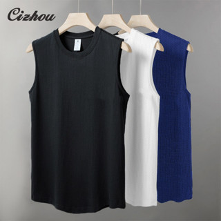 เสื้อแขนกุดผู้ชาย สีทึบ น้ำหนักเบา สำหรับกีฬา