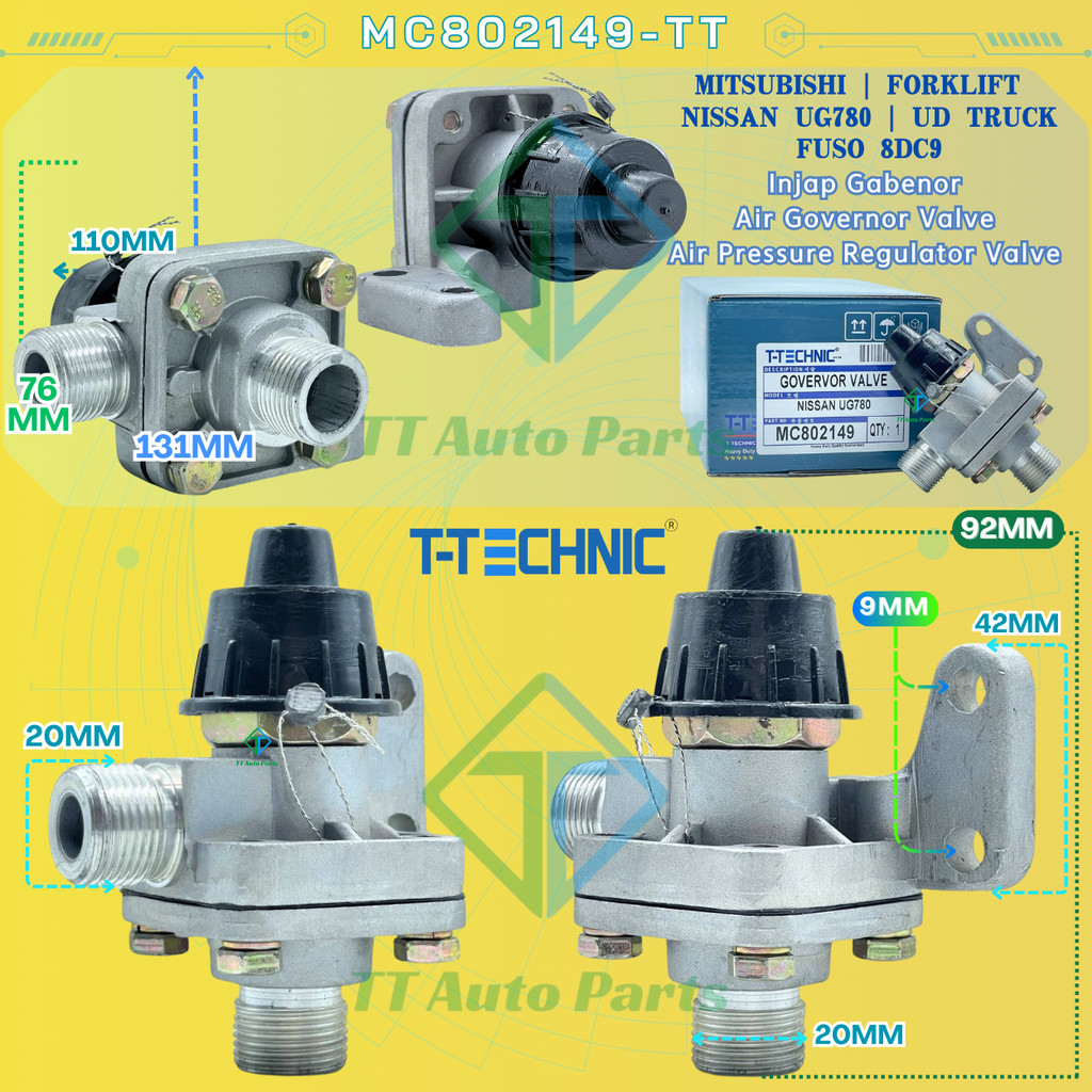 Air Governor Valve Injac Gabenor รถยก Nissan UD รถบรรทุก UG780 Fuso8DC9 วาล์วควบคุมความดันอากาศ [MC8