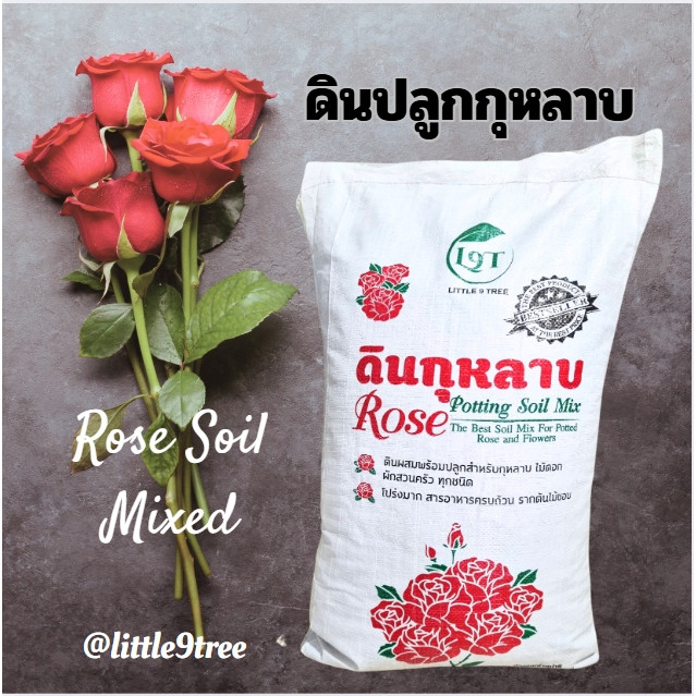 ดินปลูกกุหลาบ ดินกระสอบดอกแดง ถุงใหญ๋ พร้อมใช้ 10 kg. ส่วนผสมมากกว่า 10ชนิด Rose Potting Soil Mix