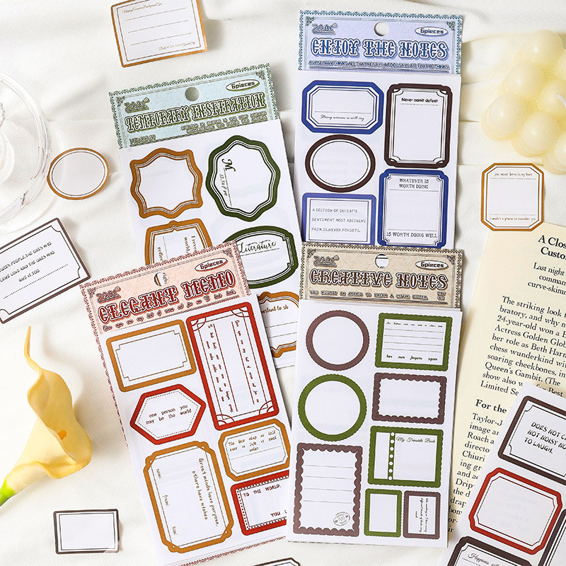 6 แผ่น Vintage สุ่ม Mood Series สติกเกอร์กรอบ Journal Deco DIY สติกเกอร์