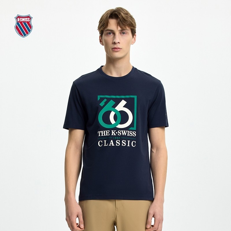 KSWISS ผู้ชายผู้หญิงสไตล์เดียวกันรอบคอเสื้อยืด Casual Round Neck Sports tee