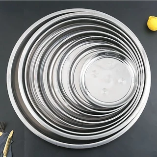 ถาดกลมสแตนเลส ถาดสแตนเลส Stainless (มี3 ขนาด 30/35/40/ ซม.) / สวย ทน ไม่เป็นสนิม / สแตนเลสอย่างดี หนาพิเศษ