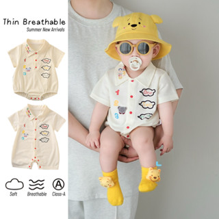 ชุดบอดี้สูทแขนสั้นสําหรับเด็กฤดูร้อนบาง 0-24 เดือนโปโลหมีสุด…