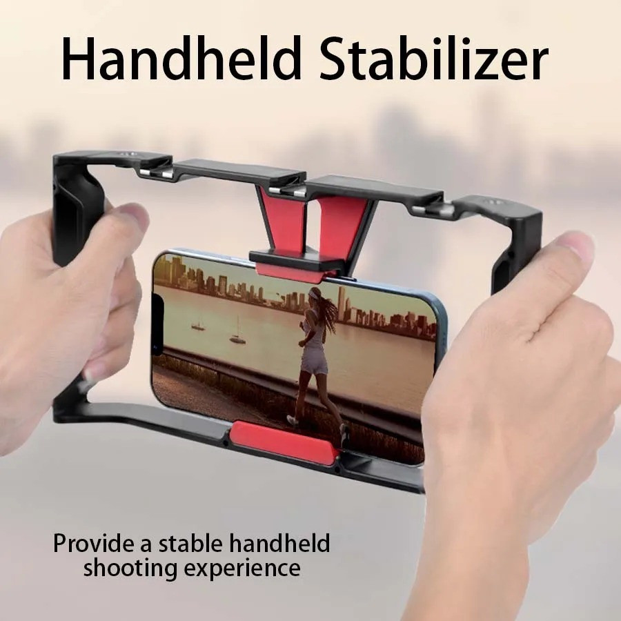 กล้องวิดีโอกรง Stabilizer ฟิล์มทํา Rig สําหรับโทรศัพท์ Video Rig โทรศัพท์มือถือ Hand Grip Bracket Ho
