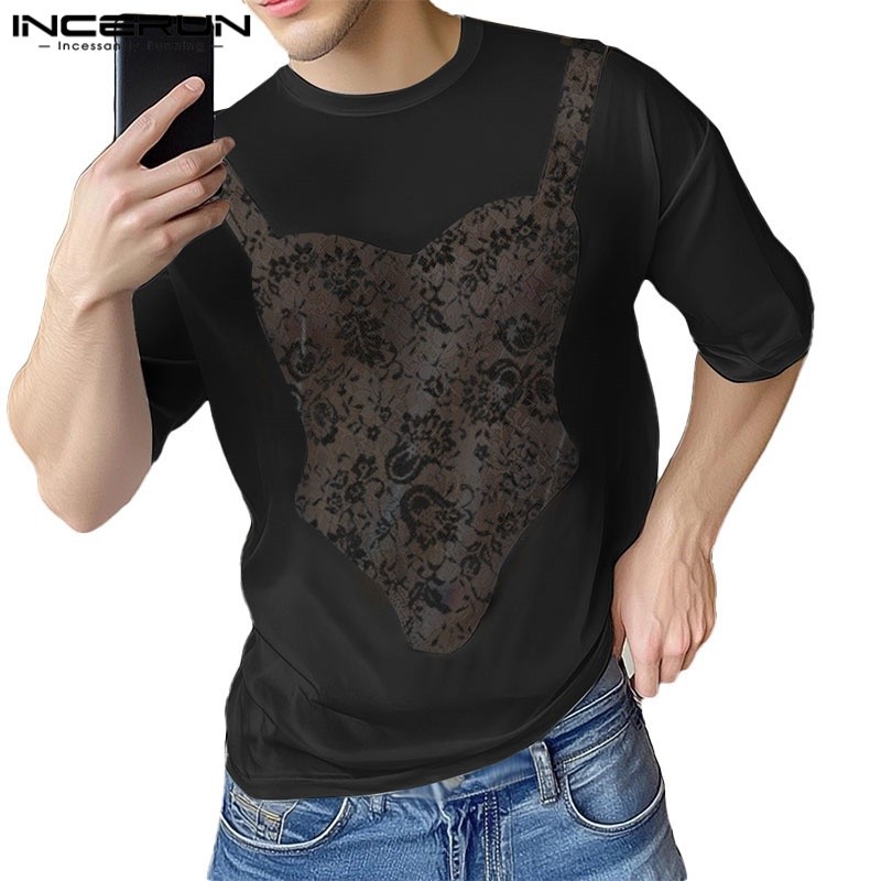 เสื้อยืดแขนสั้นสไตล์วินเทจสตรีทแวร์ พร้อมลายกราฟิกแบบคอเชิ้ต