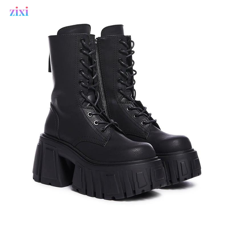 รองเท้าบูทแบบมาติน ความสูง 10 ซม. สไตล์อังกฤษ พังค์ สำหรับคอสเพลย์และแฟชั่นCombat Boots
