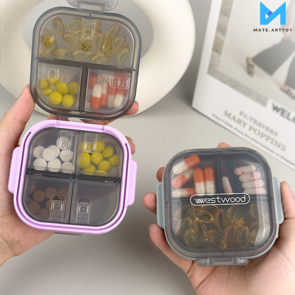 พร้อมส่ ตลับยา กล่องเก็บยา 7ช่อง กันน้ำและกันความชื้น ปิดผนึกอย่างดี กล่องแบ่งยาพกพาสะดวก
