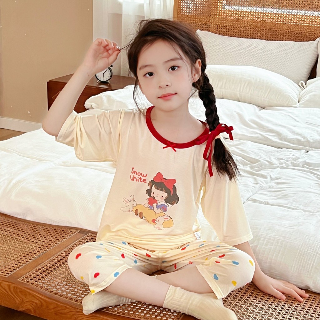 ((ขนาด 80-160) ชุดนอนเด็กฤดูร้อน แขนยาว สำหรับเด็กชายและหญิง เหมาะสำหรับสภาพอากาศเย็นจากแอร์