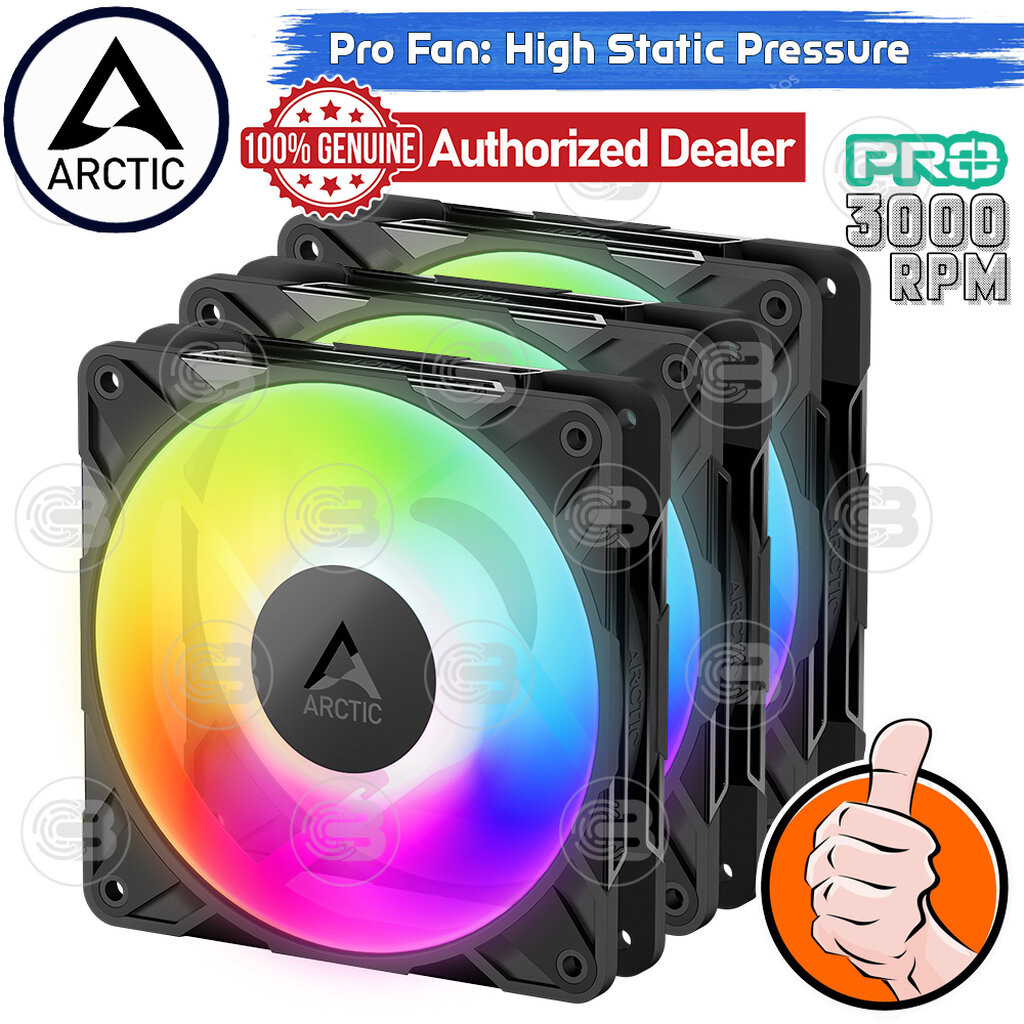 [CoolBlasterThai] ARCTIC P12 PRO PST A-RGB 0dB Black (size 120 mm.) X3 Value Pack PC Fan Case ประกัน