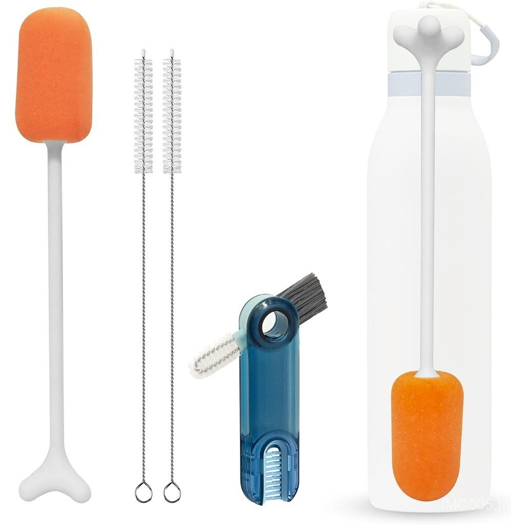 4 แพ็คขวดน้ําแปรงทําความสะอาดชุดสําหรับ Owala Twist, ฟรี-Standing Cleaner สําหรับ Stanley All Day Slim, 2 แปรงฟาง, 3-in-1 แปรงทําความสะอาดฝาสําหรับ Spout Crevices