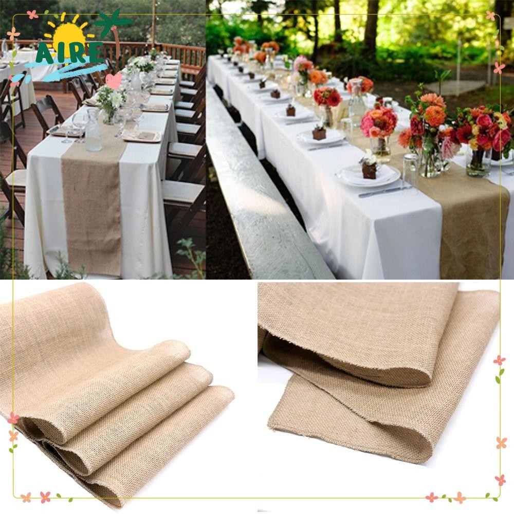 AIRE Vintage Table Runner งานแต่งงาน Burlap Hessian Country Home Table Runners