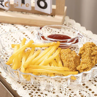 COD จานพร้อมช่องใส่น้ำจิ้ม ถาดใส่อาหาร แบบพลาสติก มีช่องใส่น้ำจิ้ม เอนกประสงค์ Claire
