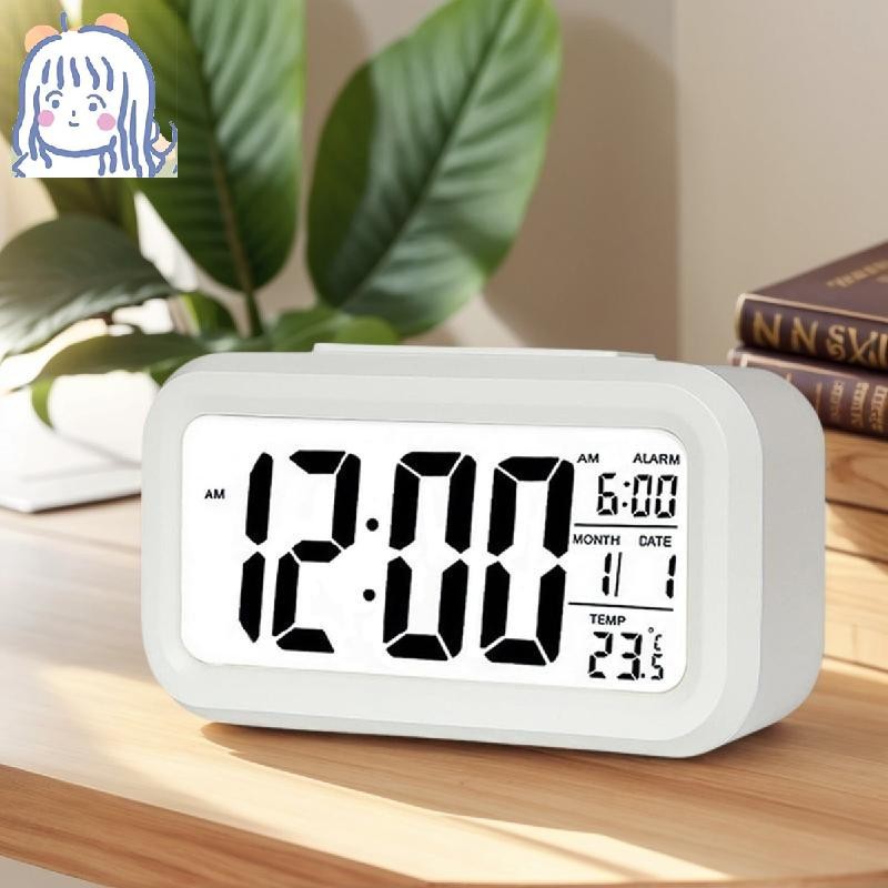 หลักนาฬิกาปลุกดิจิตอลแบบชาร์จไฟได้ขับเคลื่อนด้วยความสว่างที่ปรับได้แสดงวันที่และอุณหภูมิ