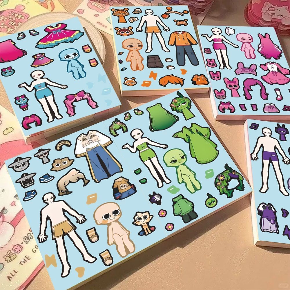 8 ชิ้น Sprunki Dress Up สติกเกอร์สร้างสรรค์เด็ก Self Paste DIY สติกเกอร์ตกแต่ง