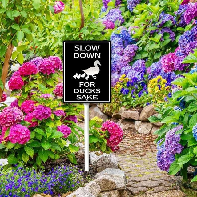 Boylee ช้าลงสําหรับเป็ดป้ายสาเกกับ Stake สําหรับ Neighborhoods Yard ฟาร์มอลูมินัม Cation 7x8.8 นิ้วต