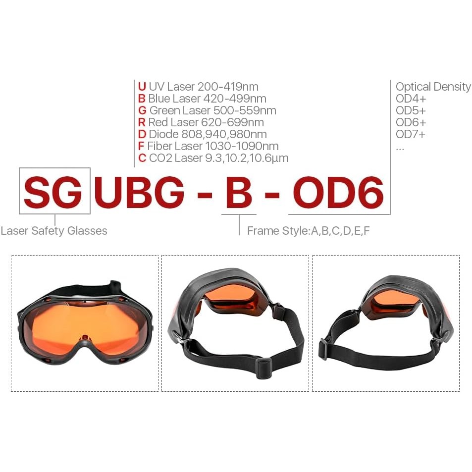 Cloudray เลเซอร์แว่นตาความปลอดภัย 355nm 532nm OD6 + CE ป้องกันแว่นตาสําหรับ UV & สีเขียวเลเซอร์ตัดเค