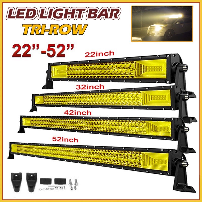 3-Row 22" 32" 52" รถตรง LED Work Light Bar Combo น้ําท่วม SpotOffroad สําหรับ 4x4 4WD SUV รถ ATV รถบ