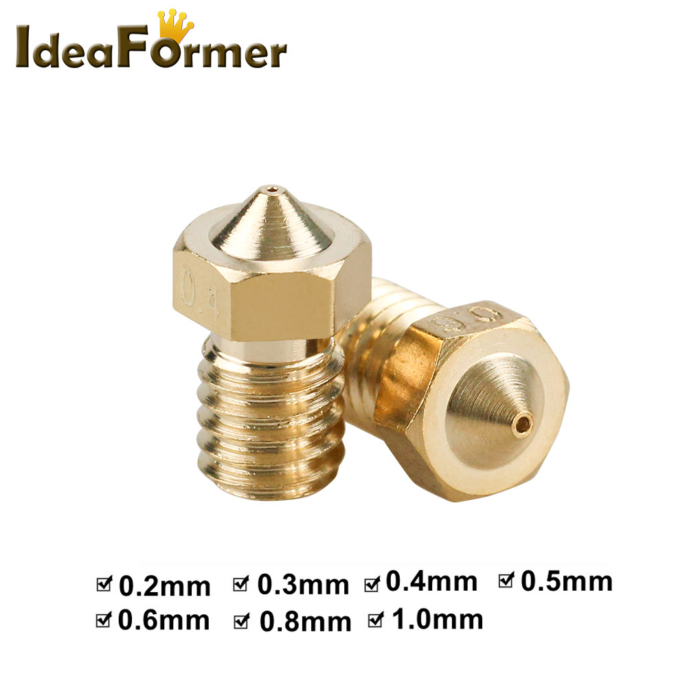 5/10pcs E3D V6 Brass Nozzle 0.2-1.0 M6 Threaded Copper For 1.75 Filament V5 V6 Hotend 3D Printer Acc