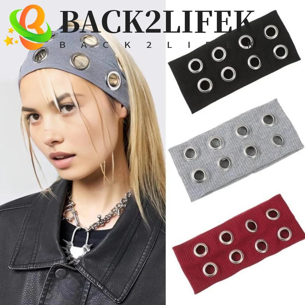 BACK2LIFEK แถบคาดศีรษะสไตล์พังค์ ตาไก่แบบโลหะ กว้างและยืดหยุ่น สำหรับผู้หญิง ใส่สบายๆ