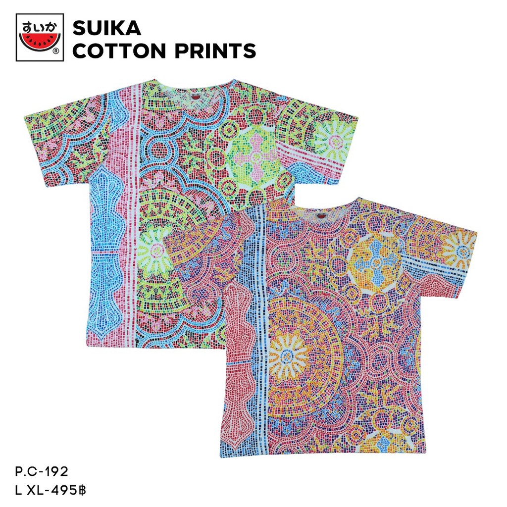 เสื้อแตงโม (SUIKA) - เสื้อแตงโม ผ้ายืดคอปาดลายกราฟฟิก (P.C-192)