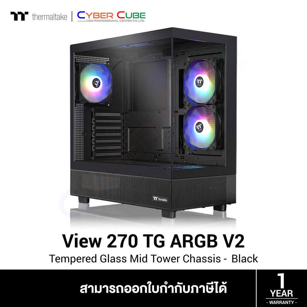 Thermaltake ( CA-1Y7-00M1WN-03 ) View 270 TG ARGB V2 Mid Tower Chassis - Black ( เคส ) Case
