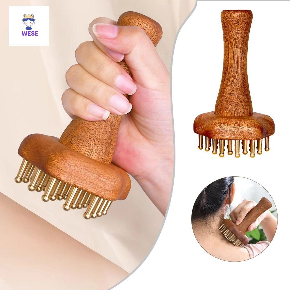 โลกแปรงนวดไม้,แบบพกพาหัวทองแดงทองเหลืองกัวซาเครื่องมือนวด,อเนกประสงค์ด้ามไม้สะดวกสบายผิวขูดเมริเดียนนวดแขนเอวต้นขา