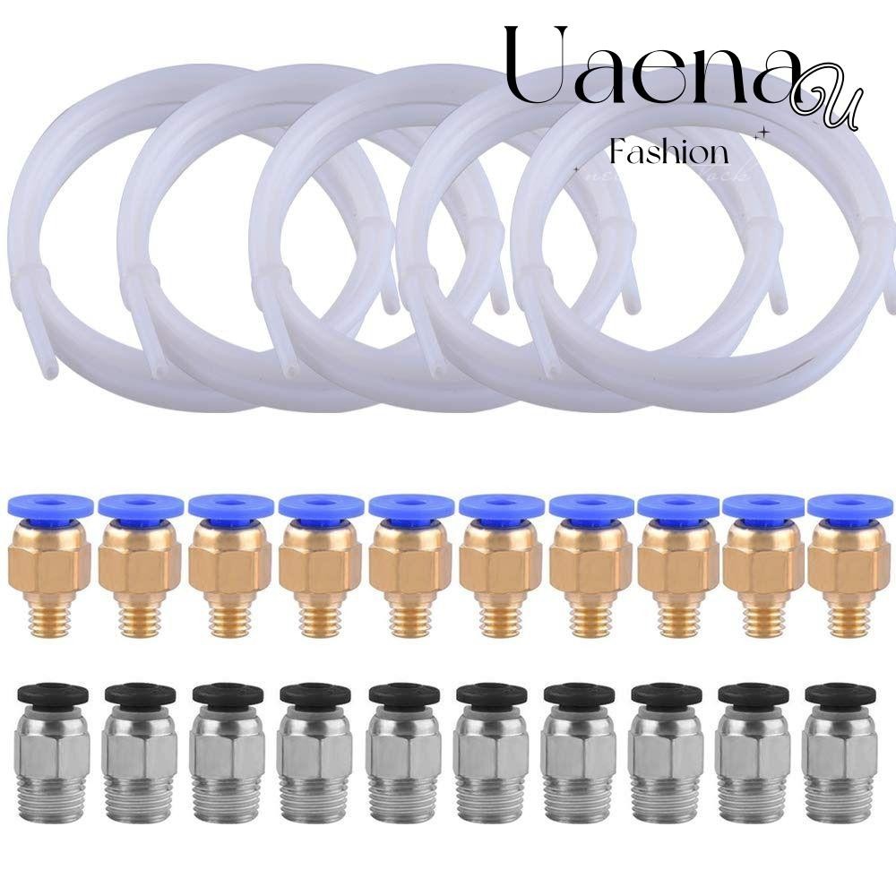 UAENAU สีขาวเชื่อมต่อท่อ, 10 ชิ้น PC4-M10 อุปกรณ์ 10 ชิ้น PC4-M6 ฟิตติ้ง PTFE หลอด, ทนทาน 1 เมตร 1.7