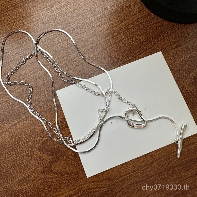 สร้อยคอมากความเรียบหรูด้วยสไตล์เกาหลี ทำจากเงินสเตอร์ลิง S925OT ยาวพร้อมหัวคล้อง PO5H