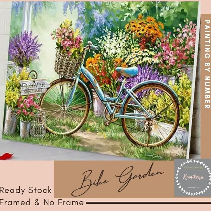 ภาพวาด DIY ตามตัวเลข 50x40 ซม. ภาพวาดหัตถกรรม BIKE GARDEN - ไม่มีกรอบ