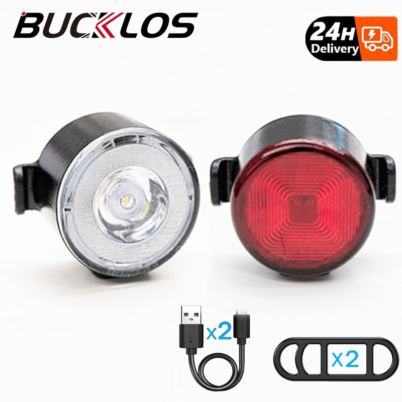 Bucklos ชุดไฟจักรยาน ไฟหน้าจักรยาน led กันน้ํา ไฟท้ายจักรยาน แบบชาร์จ USB  อุปกรณ์เสริมจักรยาน