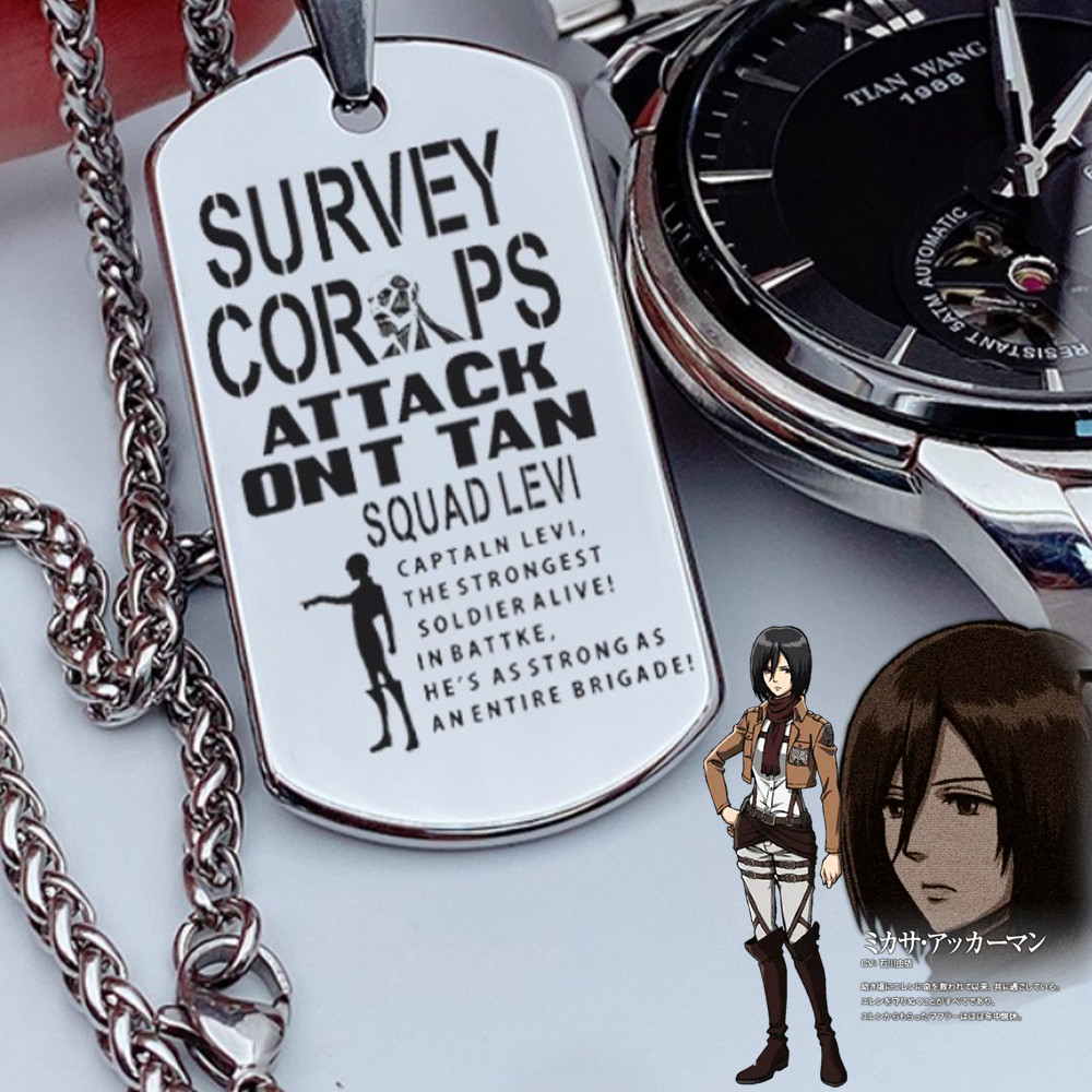 สร้อยคอนิกเกลียวแบบTitanium สไตล์Cosplay Attack on Titan สำหรับMikasa Ackerman ของขวัญHalloweenแฟชั่