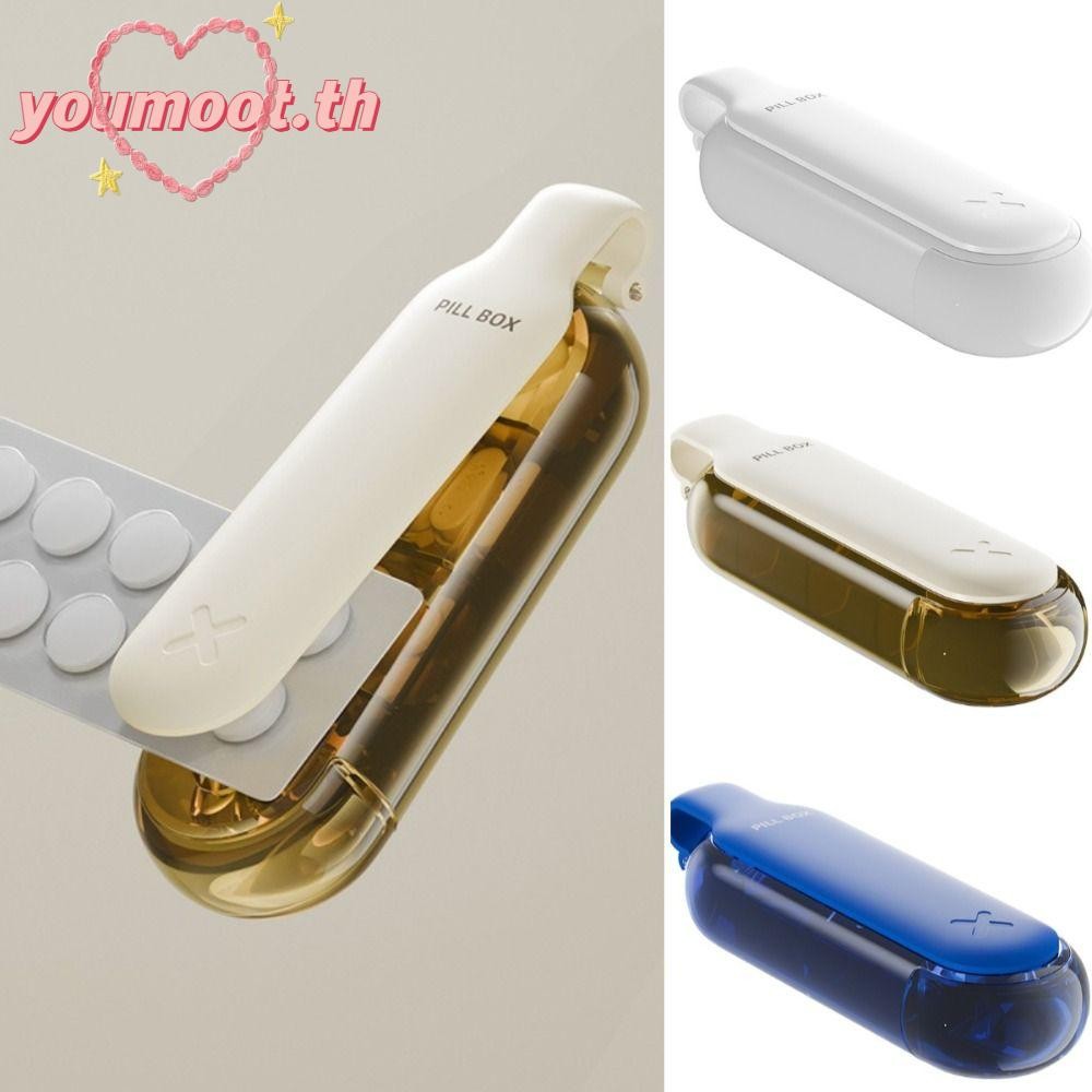 YOUMOOT กล่องเก็บยาสําหรับเดินทาง, 2 in 1 4 Grids Travel Pill, พลาสติกมินิแบบพกพาเครื่องจ่ายยาสําหรับผู้สูงอายุในครัวเรือน