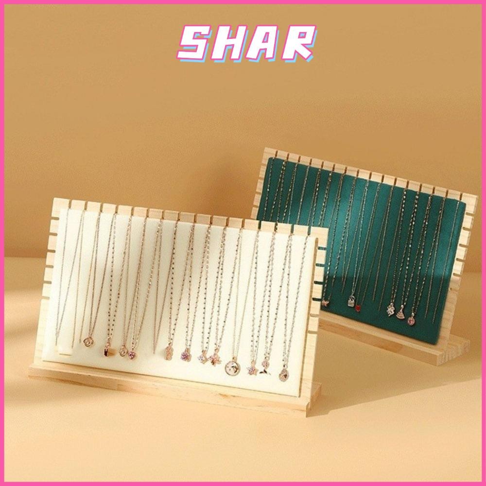 SHAR ขาตั้งโชว์เครื่องประดับ, ยืนแสดงเครื่องประดับแนวตั้งสี่เหลี่ยม,สร้อยคอ เครื่องประดับชั้นวางต่างหูไม้ที่ถอดออ