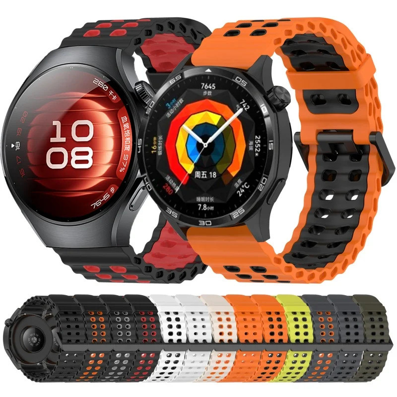สายซิลิโคนสําหรับ Huawei GT 5 GT4 GT3 GT2 46 มม.GT5 Pro กีฬาผู้ชายผู้หญิงสร้อยข้อมือสําหรับ Huawei นาฬิกา 5/4/3 Pro Ultimate Buds Correa 22 มม.สายนาฬิกา