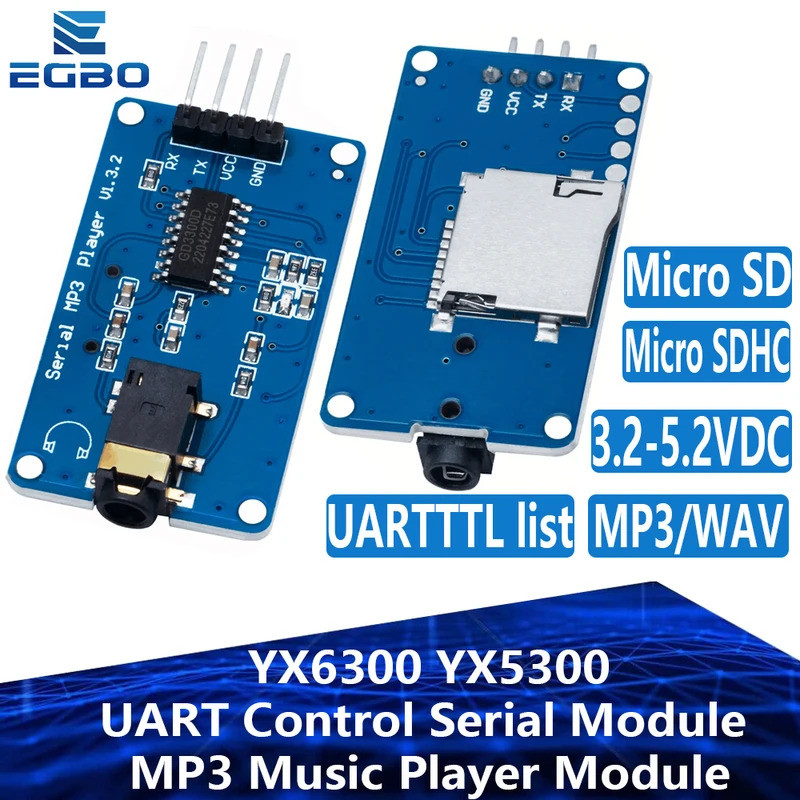 1 ~ 5 ชิ้น YX6300 YX5300 UART ควบคุมโมดูลอนุกรม MP3 เครื่องเล่นเพลงโมดูลสําหรับ Arduino/AVR/ARM/PIC 